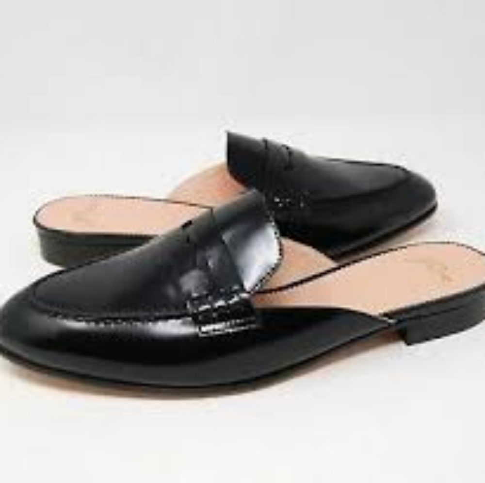 J. Crew Black Leather Mules